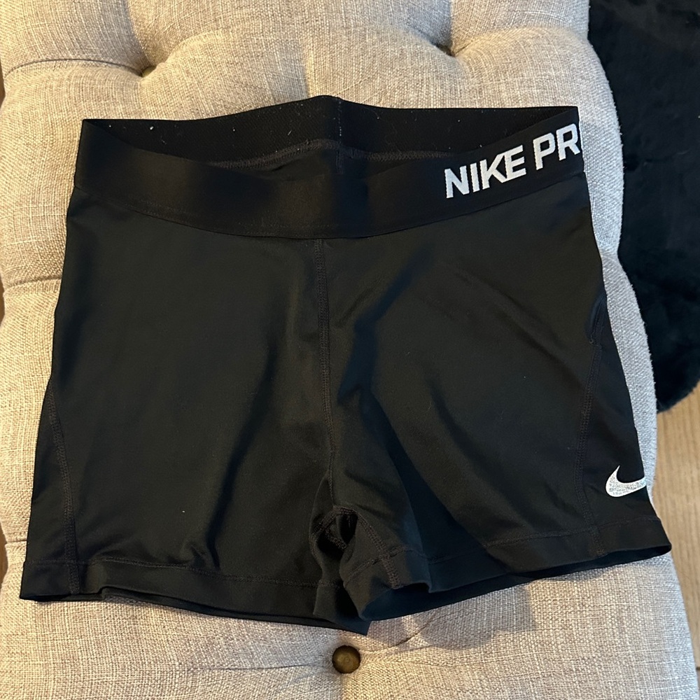 Nike Pro Black Women's Bike Shorts with White Logo